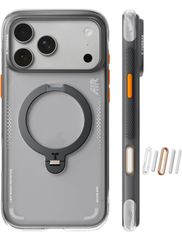 TORRAS Ostand Q3 Air iPhone 17 Pro Max 6.9 인치용 케이스 [에어백 초강 보호·미군 MIL 규격] 링 스탠드 MagSafe 대응 360°정점 회전 종횡 양 대응 MagSafe 대응 흑영·블랙