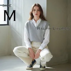 【希少】Ralph Laurenラルフローレン 00s 最高級ピマコットン100% Vネック ニットベスト M ライトグレー 【古着】【中古】【送料無料】