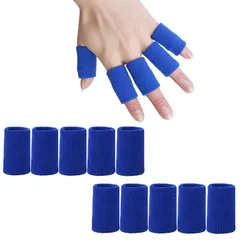 【数量限定】男女兼用 作業 登山 スポーツ テニス バスケ 固定用 指関節 (ブルー) 指関節 突き指 ガード 左右兼用 セット 10本 手指保護フィンガー サポーター 指 サムコス
