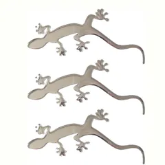 【人気商品】ドレスアップ おもしろ 立体 3D 曲面もOK 外装 動物 爬虫類 簡単 カスタム カスタマイズ 貼るだけ エンブレム カー用品 トカゲ シルバー 車 ゲッコー ヤモリ 3個セット 車ステッカー サムコス