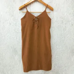 ems excite エムズエキサイト キャミワンピース タイト フロントレースアップ スエード ブラウン Mサイズ ◎、〇◇