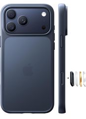 TORRAS iPhone17Pro 용 케이스 [미군 규격 3 배 내충격 반투명] 매트 카메라 컨트롤 보호 스트랩 홀 부착 무선 충전 대응 MagSafe 비대응 미끄럼 방지 지문 방지 For [Guardian] 블랙