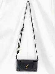 ear PAPILLONNER イアパピヨネ Brooklyn Charm チャーム付き横長モバイルウォレット キリン ミニ ショルダー バッグ 黒 ■■レディースのサムネイル
