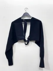 UN3D. アンスリード KNIT SLEEVE BAND ニットスリーブバンド アームニット ボレロ カーディガン sizeF/黒 ■■◎レディース