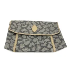 【SAINT LAURENT】サンローラン クラッチバッグ 総柄モチーフ ロゴプレート レザー レディース ベージュ グレー 灰色 総柄 クラッチバッグ セカンドバッグ ブランドバッグ ヴィンテージデザイン