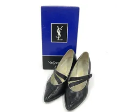 【Yves Saint Laurent】イヴサンローラン レザーパンプス パンプス ストラップパンプス レザー レディース 日本製 ブラック 黒色 ロゴ入り ポインテッドトゥ EUR36 23cm 箱付き クラシックパンプス フォーマル
