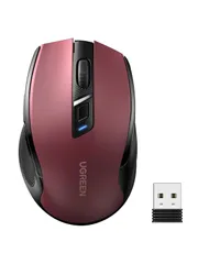 【人気商品】Chromebookなどに対応 PC Windows 電池式 5段階DPI切替 レッド 4000DPI 6ボタン 無線 静音マウス Bluetooth&2.4GHz ワイヤレスマウス UGREEN