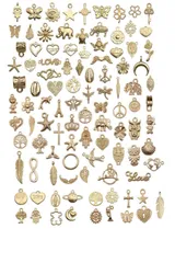 【数量限定】飾り物 贈り物 手作り ハンドメイド オーナメント 工芸品 DIY ジュエリー ネックレス/イヤリング/ペンダント飾り 100個セット アクセサリーパーツ チャーム [YFFSFDC]