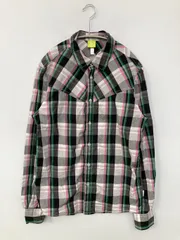 adidas アディダス シャツ/ブラウス M グレー コットン チェック柄 ミドル丈 長袖 レギュラーカラー