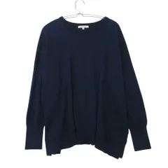 23ku 23区 MY STANDARD ニット ウーステッドウール ビッグシルエット セーター プルオーバー トップス 長袖 大きいサイズ ネイビー 44【XL】 レディース 【中古】