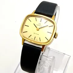 A132【稼働・美品・アンティーク・純正ベルト＆尾錠】 OMEGA DE VILLE オメガ デビル 手巻き機械式 ゴールドカラー 横長クッションケース レディースウォッチ TVスクリーン型ケース
