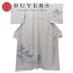中古】 色無地 正絹 からし色 ゴールド 単衣 一つ紋 和装 呉服 和服