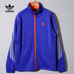 【デッドストック】 アディダス adidas トラックジャケット L ブルー オレンジ ストリート ロゴ刺繍 ジャージ スポーツミックス 古着 C130