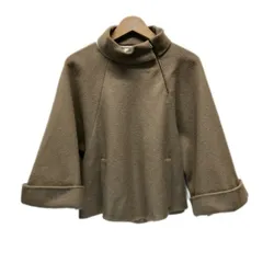 【中古】　Chloe　ポンチョ　ウールジャケット　アウター　ショート丈　ハイネック　ハーフジップ　無地　サイドポケット　フランス製　古着　/2497のサムネイル