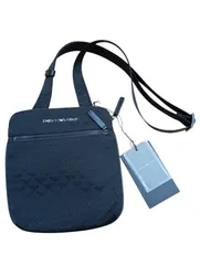 新品未使用【EMPORIO ARMANI】　エンポリオアルマーニ　キャンバス×レザー　ショルダーバッグ　ブラック  Y4M185 Y022V