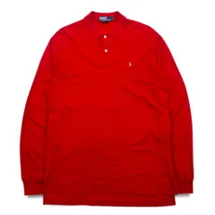 Polo by Ralph Lauren 90年代 長袖 ポロシャツ L レッド ピマコットン 鹿の子 スモールポニー刺繍 ペルー製