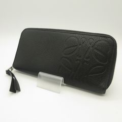 極美品】ロエベ 長財布 ラウンドジップ リネン アナグラム 本革