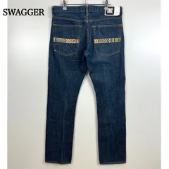 SWAGGER archive 10th anniversary raster line denim pants w32 スワッガー 10周年 記念 ラスタライン デニムパンツ 濃紺 美品 アーカイブ 日本製 BIG-O オオスミのサムネイル
