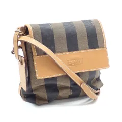 フェンディ(Fendi) フェンディ ショルダーバッグ レディース カーキ ブラック ブラウン キャンバス レザー ペカン ストライプ