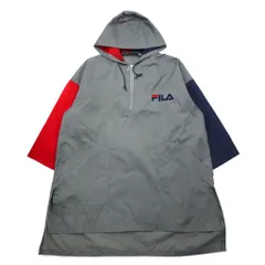 FILA 90年代 ロング アノラックパーカー S-M グレー ナイロン 撥水 ハーフジップ ビッグサイズ