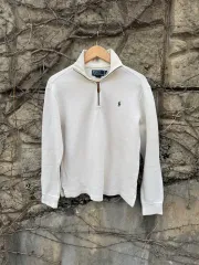 ポロ ラルフローレン ヴィンテージ コットン100 スウェット生地 ハーフジップアップ ニット s