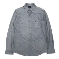 LACOSTE 鹿の子 ストレッチ シャツ S グレー コットン ワンポイントロゴ KH043C 日本製