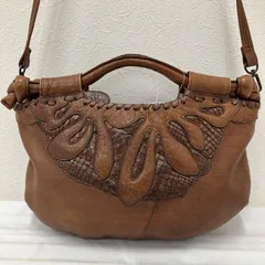 2206　IBIZA　イビサ　イビザ　2way　ショルダーバッグ　ハンドバッグ　ブラウン　レザー　レディース　パッチワーク　シンプル　きれいめ
