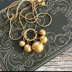 【ネックレス】ANNE KLEIN アンクライン　マットゴールド玉　ロング　90’s USAのサムネイル