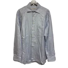  エルメネジルド ゼニア Ermenegildo Zegna メンズ 長袖 ドレスシャツ コットン マイクロチェック 41/16 Lサイズ相当 ブルー 水色【ZY3】のサムネイル