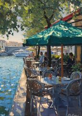 華やかな街並み】ピエール・ロネット 風景画 油彩画 油絵 絵画 肉筆