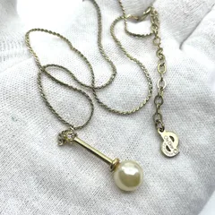 Christian Dior クリスチャン ディオール Fパール　ラインストーン　ネックレス　ペンダント　ゴールド　ヴィンテージ