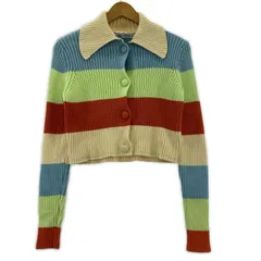 ZARA ザラ 襟付き ニットカーディガン sizeEUR S/ブルー×グリーン×オレンジ