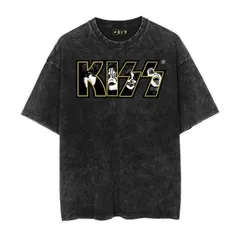 ロックバンド キッス プリント Tシャツ メンズ 半袖 ヴィンテージ洗い ストリート カジュアル オシャレ ブラック11