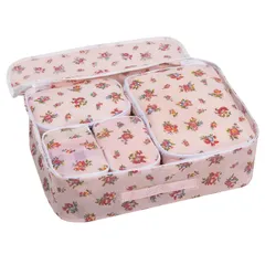 5個セット 収納ケース 花柄 トラベルポーチ 薄ピンク 小物入れ バッグインバッグ パッキング アストロ 822-66