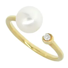 STAR JEWERLY スタージュエリー デザイン パール ダイヤ リング K18YG 750 イエローゴールド パール 真珠 ダイヤモンド 0.02ct 約13.0号 指輪 2.4g アクセサリー レディース 送料無料 241100104768 ★