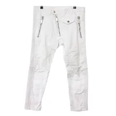 DSQUARED2 ディースクエアード デニムパンツ ジップポケット バイカー リブパネル コットンストレッチ ボトムス ホワイト 44【S】 メンズ 【中古】