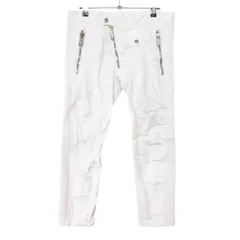 DSQUARED2 ディースクエアード デニムパンツ ジップポケット バイカー リブパネル コットン ボトムス ホワイト 44【S】 メンズ 【中古】