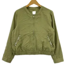 DRESKIP ドレスキップ ジップアップ ビジュー ライトジャケット sizeM/カーキのサムネイル