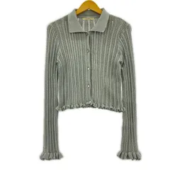 ems excite エムズエキサイト フリル ニットカーディガン sizeF/グレー