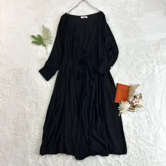 Auntie Rosa Holiday アンティローザホリデー 長袖 ロング ガウン ワンピース 無地 ブラック 黒 レディース AHAKR0419069