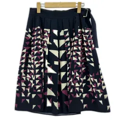 Reflect リフレクト 総柄 プリーツスカート size11/ネイビー×ホワイト×パープル