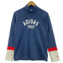 adidas アディダス モックネック プリントカットソー sizeL/ネイビー×ホワイト×レッド