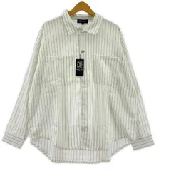 MICHEL KLEIN HOMME ミッシェルクラン オム タグ付き ストライプ 長袖シャツ size46/ホワイト系