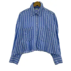 ZARAザラ ストライプ クロップド長袖シャツ sizeEUR M/ブルー