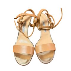 PELLICO Women's Sandals, Ankle Strap, Genuine Leather, Size 38 (24.5cm-25cm), Beige with Gold Sole [ZY3]