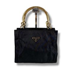 プラダ PRADA ハンドバッグ ナイロン メタルハンドル 三角ロゴ Y2K