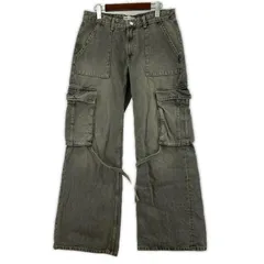 ZARA ザラ ベルトデザイン カーゴ ワイドデニムパンツ sizeEUR40/グレー