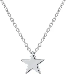 AREUM ネックレス 星 スターモチーフ ワンポイント おしゃれ 細めチェーン シンプル 人気アクセサリー (シルバー,  中)