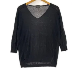 INDIVI インディヴィ リネン混 Ⅴネックニット size05/ブラック