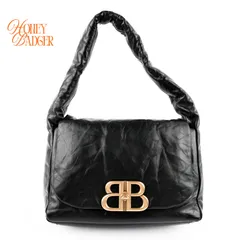 【未使用級・ランクS】バレンシアガ BALENCIAGA モナコ スモール ショルダーバッグ アリーナラムスキン ブラック ゴールド金具 787896のサムネイル